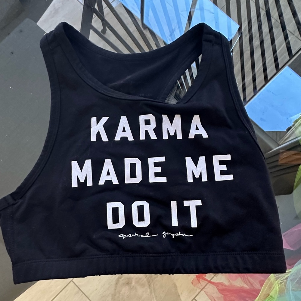 Karma Made Me High Neck Yoga Sports Bra